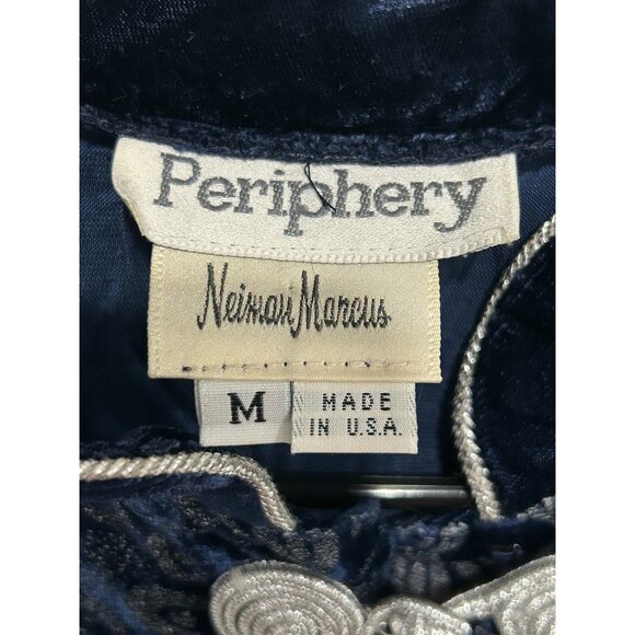 Periphery Neiman Marcus Velvet Brocade Jacket Blue Sz Medium Goth Steampunk - Picture 6 of 9